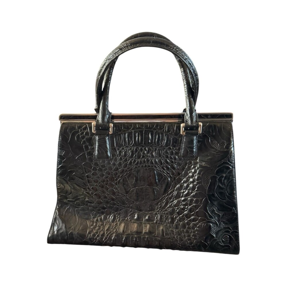 Black Embossed Croc-Pattern Tote Bag